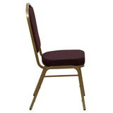 English Elm Commercial Grade Series Crown Back Stacking Banquet Chair in Patterned Fabric - Gold Frame