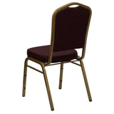 English Elm Commercial Grade Series Crown Back Stacking Banquet Chair in Patterned Fabric - Gold Frame