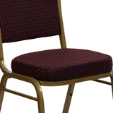 English Elm Commercial Grade Series Crown Back Stacking Banquet Chair in Patterned Fabric - Gold Frame