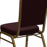 English Elm Commercial Grade Series Crown Back Stacking Banquet Chair in Patterned Fabric - Gold Frame