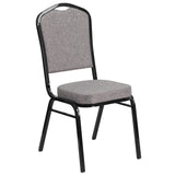 English Elm Commercial Grade Series Crown Back Stacking Banquet Chair in Fabric - Black Frame