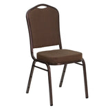 English Elm Commercial Grade Series Crown Back Stacking Banquet Chair in Patterned Fabric - Copper Vein Frame