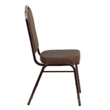 English Elm Commercial Grade Series Crown Back Stacking Banquet Chair in Patterned Fabric - Copper Vein Frame