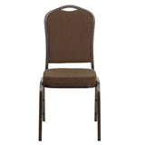 English Elm Commercial Grade Series Crown Back Stacking Banquet Chair in Patterned Fabric - Copper Vein Frame