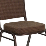 English Elm Commercial Grade Series Crown Back Stacking Banquet Chair in Patterned Fabric - Copper Vein Frame