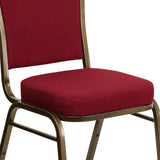 English Elm Commercial Grade Series Crown Back Stacking Banquet Chair in Fabric - Gold Vein Frame