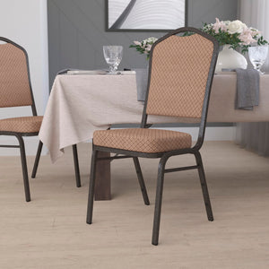 English Elm Commercial Grade Series Crown Back Stacking Banquet Chair in Diamond Patterned Fabric - Vein Frame