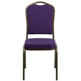 English Elm Commercial Grade Series Crown Back Stacking Banquet Chair in Fabric - Gold Vein Frame