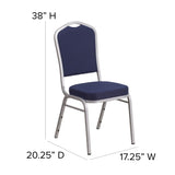 English Elm Commercial Grade Series Crown Back Stacking Banquet Chair in Fabric - Silver Frame