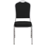 English Elm Commercial Grade Series Crown Back Stacking Banquet Chair in Fabric - Silver Frame