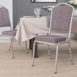 Stacking Banquet Chair in Herringbone Fabric - Silver Frame, Commercial Grade