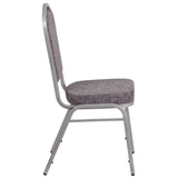 English Elm Commercial Grade Series Crown Back Stacking Banquet Chair in Herringbone Fabric - Silver Frame