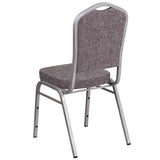 English Elm Commercial Grade Series Crown Back Stacking Banquet Chair in Herringbone Fabric - Silver Frame