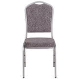 English Elm Commercial Grade Series Crown Back Stacking Banquet Chair in Herringbone Fabric - Silver Frame