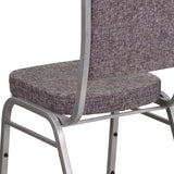 English Elm Commercial Grade Series Crown Back Stacking Banquet Chair in Herringbone Fabric - Silver Frame