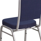 English Elm Commercial Grade Series Crown Back Stacking Banquet Chair in Navy Fabric - Silver Frame