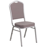 English Elm Commercial Grade Series Crown Back Stacking Banquet Chair in Dot Fabric - Silver Frame