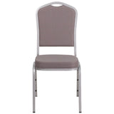 English Elm Commercial Grade Series Crown Back Stacking Banquet Chair in Dot Fabric - Silver Frame