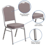 English Elm Commercial Grade Series Crown Back Stacking Banquet Chair in Dot Fabric - Silver Frame