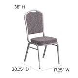 English Elm Commercial Grade Series Crown Back Stacking Banquet Chair in Fabric - Silver Frame