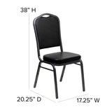 English Elm Commercial Grade Series Crown Back Stacking Banquet Chair in Vinyl - Silver Vein Frame