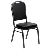 English Elm Commercial Grade Series Crown Back Stacking Banquet Chair in Vinyl - Silver Vein Frame