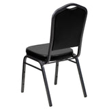 English Elm Commercial Grade Series Crown Back Stacking Banquet Chair in Vinyl - Silver Vein Frame