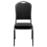 English Elm Commercial Grade Series Crown Back Stacking Banquet Chair in Vinyl - Silver Vein Frame