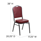 English Elm Commercial Grade Series Crown Back Stacking Banquet Chair in Vinyl - Silver Vein Frame