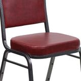 English Elm Commercial Grade Series Crown Back Stacking Banquet Chair in Vinyl - Silver Vein Frame