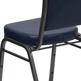 English Elm Commercial Grade Series Crown Back Stacking Banquet Chair in Navy Vinyl - Silver Vein Frame