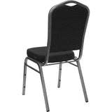 English Elm Commercial Grade Series Crown Back Stacking Banquet Chair in Dot Patterned Fabric - Silver Vein Frame