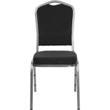 English Elm Commercial Grade Series Crown Back Stacking Banquet Chair in Dot Patterned Fabric - Silver Vein Frame