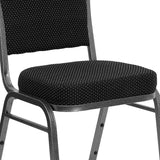 English Elm Commercial Grade Series Crown Back Stacking Banquet Chair in Dot Patterned Fabric - Silver Vein Frame