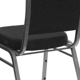 English Elm Commercial Grade Series Crown Back Stacking Banquet Chair in Dot Patterned Fabric - Silver Vein Frame