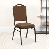 Commercial Grade Crown Back Banquet Chair in Coffee Fabric - Gold Vein Frame