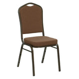 English Elm Commercial Grade Series Crown Back Stacking Banquet Chair in Coffee Fabric - Gold Vein Frame