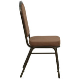 English Elm Commercial Grade Series Crown Back Stacking Banquet Chair in Coffee Fabric - Gold Vein Frame