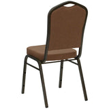 English Elm Commercial Grade Series Crown Back Stacking Banquet Chair in Coffee Fabric - Gold Vein Frame