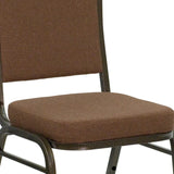 English Elm Commercial Grade Series Crown Back Stacking Banquet Chair in Coffee Fabric - Gold Vein Frame