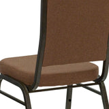 English Elm Commercial Grade Series Crown Back Stacking Banquet Chair in Coffee Fabric - Gold Vein Frame