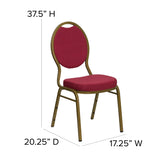 English Elm Commercial Grade Series Teardrop Back Stacking Banquet Chair in Patterned Fabric - Gold Frame