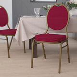 Commercial Grade Series Teardrop Back Stacking Banquet Chair in Patterned Fabric - Gold Frame