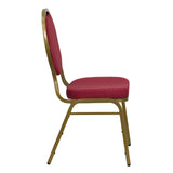 English Elm Commercial Grade Series Teardrop Back Stacking Banquet Chair in Patterned Fabric - Gold Frame