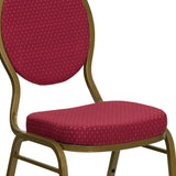 English Elm Commercial Grade Series Teardrop Back Stacking Banquet Chair in Patterned Fabric - Gold Frame