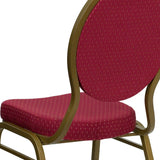 English Elm Commercial Grade Series Teardrop Back Stacking Banquet Chair in Patterned Fabric - Gold Frame