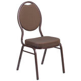 English Elm Commercial Grade Series Teardrop Back Stacking Banquet Chair in Patterned Fabric - Copper Vein Frame