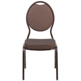 English Elm Commercial Grade Series Teardrop Back Stacking Banquet Chair in Patterned Fabric - Copper Vein Frame