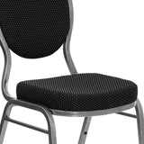 English Elm Commercial Grade Series Teardrop Back Stacking Banquet Chair in Patterned Fabric - Silver Vein Frame