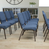 English Elm Commercial Grade Series 18.5''W Stacking Church Chair in Fabric - Gold Vein Frame